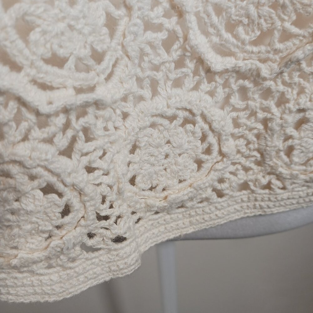 MODA INT'L Crochet Open Knit Cardigan, Cream, Size Medium, Cottagecore, Boho - Picture 12 of 16